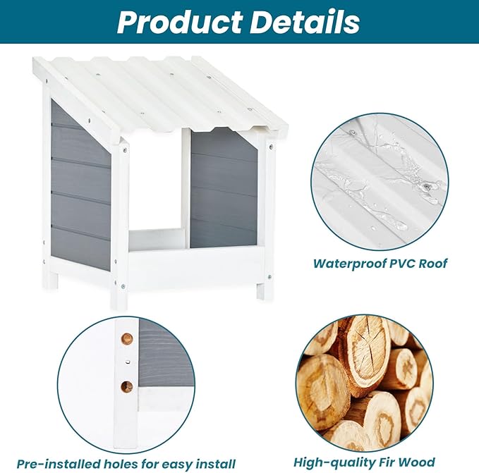 PETSFIT Nesting Boxes for Chicken Coop, Wood Single Compartment Chicken Nesting Boxes for Laying Eggs with PVC Roof for Hens, Ducks, and Poultry