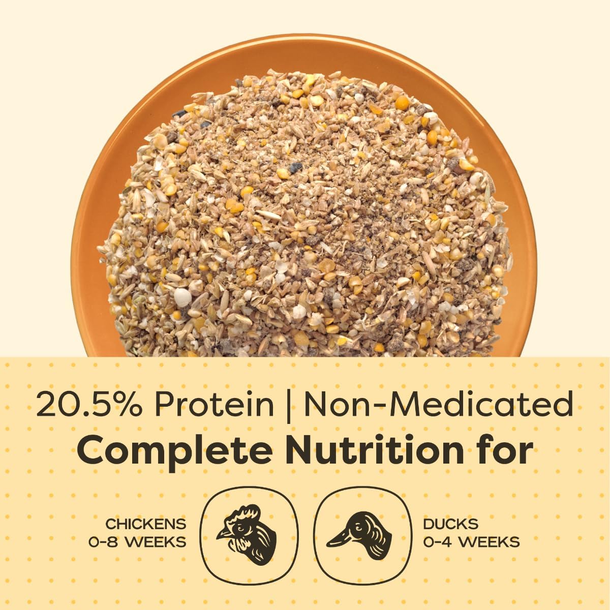 Scratch and Peck Whole Grain Starter Mash for Baby Chicks and Ducklings - 10 lb Bag - Corn and Soy-Free Feed with 20.5% Protein, Certified Organic and Non-GMO