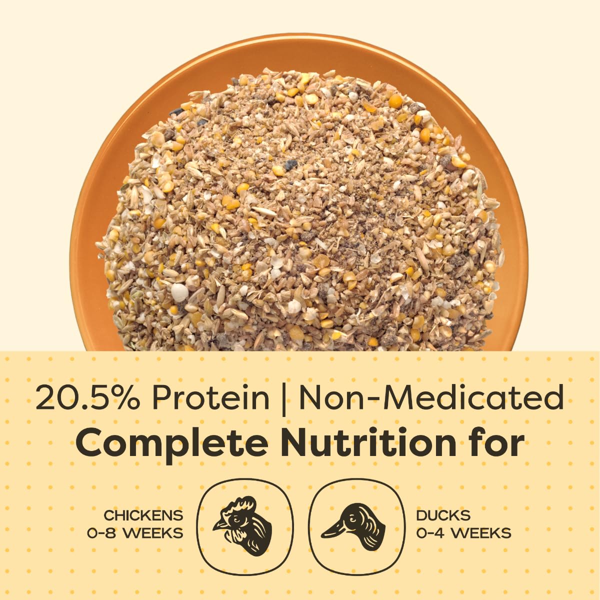 Scratch and Peck Whole Grain Starter Mash for Baby Chicks and Ducklings - 10 lb Bag - Corn and Soy-Free Feed with 20.5% Protein, Certified Organic and Non-GMO