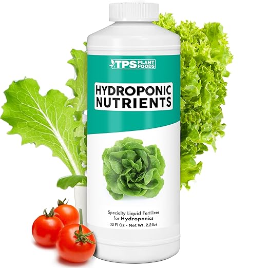 Hydroponic Nutrients for Edible Plants, One Part Complete Liquid Plant Food for Hydroponic Systems, 32 oz (1 Quart)