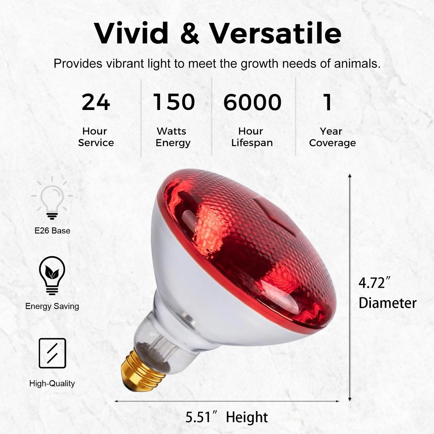 MISDOOD Infrared Heat Lamp for Chickens, 150 Watts Red Heat Lamp Bulb, Heat Light Bulb for Brooder Coop, Food Service, Chicks, Pet, Reptile, 1 Pack