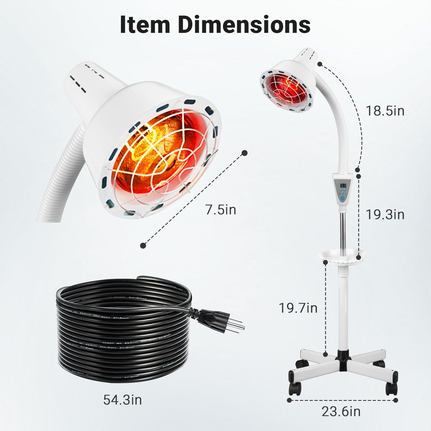 Infrared Light Therapy Lamp, 275W Near Infrared Heat Lamp for Body or Pain and Muscle Aches Therapy, Adjustable Red Light Therapy Set