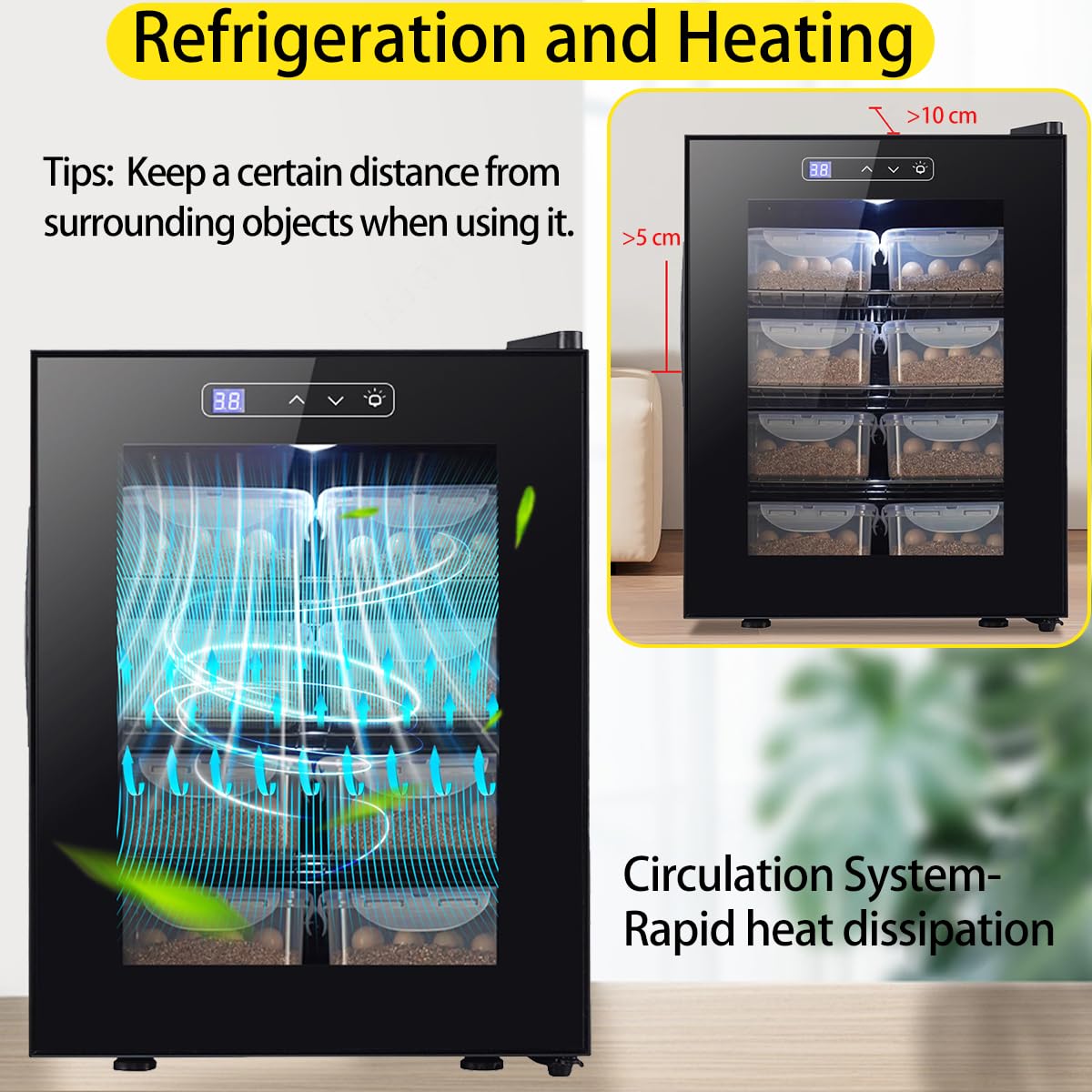 DEZHXHE Reptile Incubator 33L Scientific Lab Incubator Digital Incubator Cooling and Heating Temperature can be Controlled at 50℉~104℉ Reptile Egg Incubator 110V Work for Small Reptiles