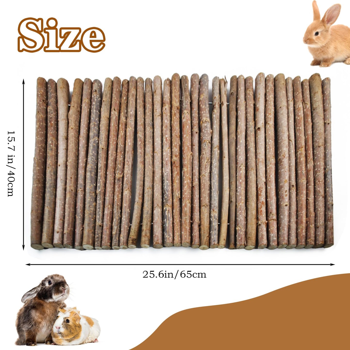 kathson Rabbit Bridge Wooden Hamster Climbing Tunnel Bunny Extra Large Ladder Wood Flexible Hideout for Guinea Pig Chinchilla Ferret Hedgehog Rat Squirrel and Other Rodents(26 x 16 in)