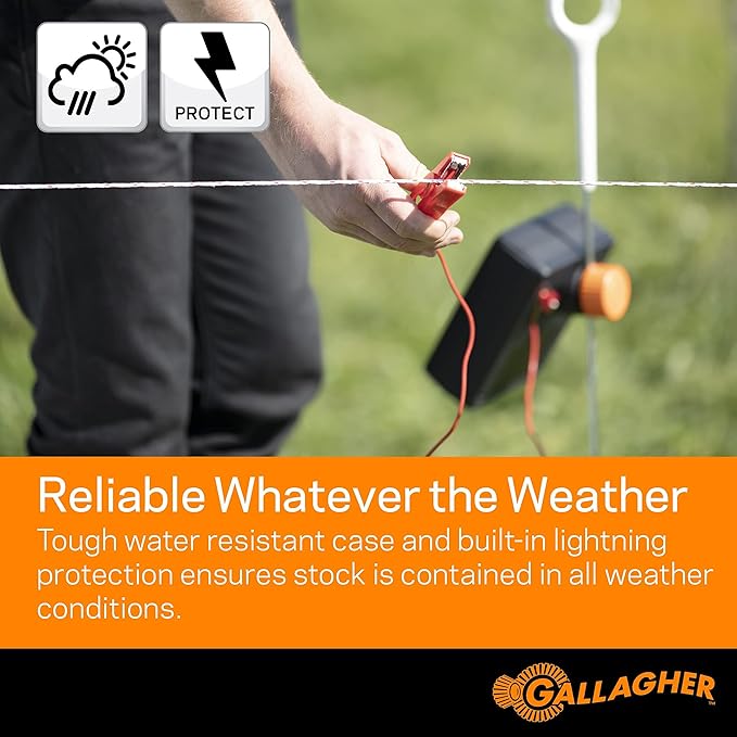 Gallagher S12 Solar Energizer and 1312' Poly Wire Electric Fence Kit for Livestock, Gardens, Orchards, Pets, and More