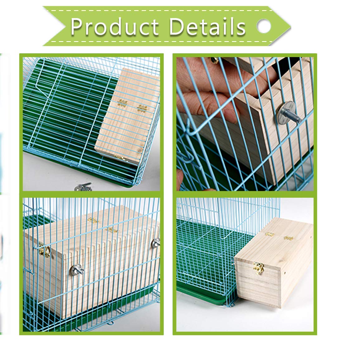 PINVNBY Parakeet Nesting Box Bird House Wood Breeding Box Parrots Mating Box for Lovebirds,Cockatoo,Budgie, Finch,Canary and Medium-Sized Birds(L)