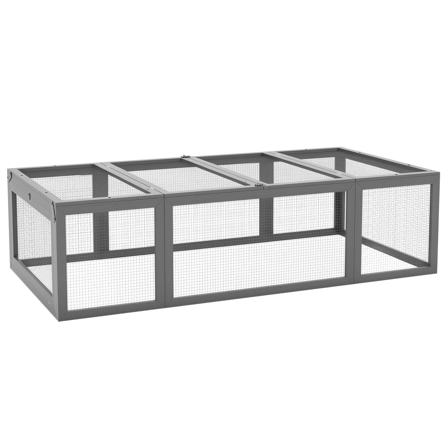 PawHut Large Wooden Rabbit Hutch Bunny Hutch Small Animal Habitat Enclosure Outdoor Run and Lockable Doors, Gray