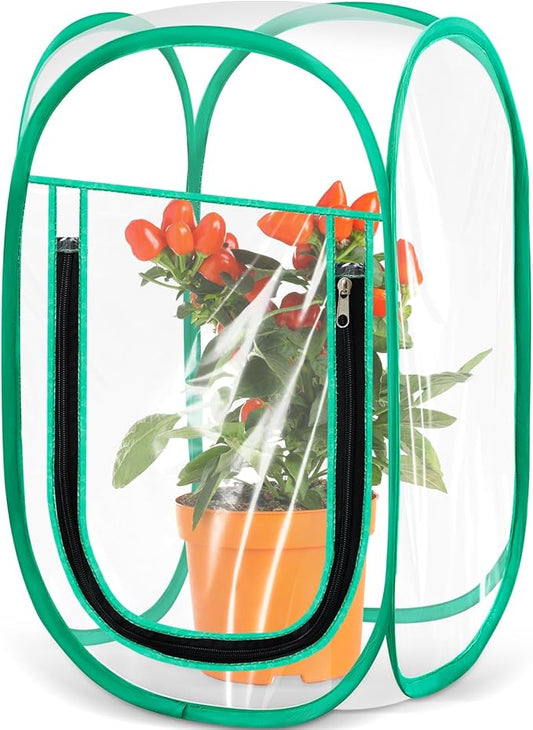 Nuanchu Pop up Mini Greenhouse Cover, PVC Clear Small Greenhouse with Nails 12" x 12" x 20" Inch Portable Plant Flowers Sunshine Tent Room for Indoor Outdoor Gardening(1 Pack)