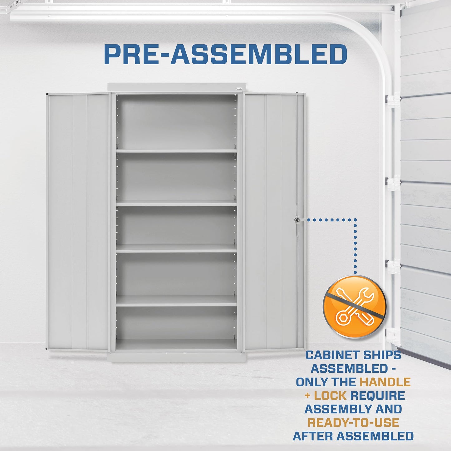 Sandusky CA41362472-05 Classic Series Metal Storage Cabinet with Adjustable Shelves, Locking Handle, 24" D x 36" W x 72" H, Dove Gray