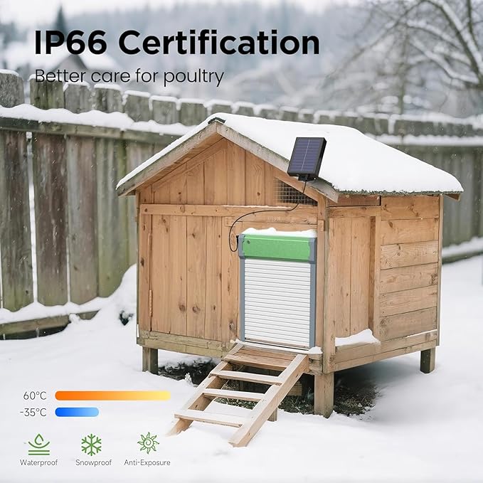 Automatic Chicken Coop Door Solar: Automatic Chicken Door - Solar Powered Chicken Coop Door with Timer & Light Sensor - Aluminum Alloy Chicken Door - IP65 Weather Proof - Remote Control- 4 Modes
