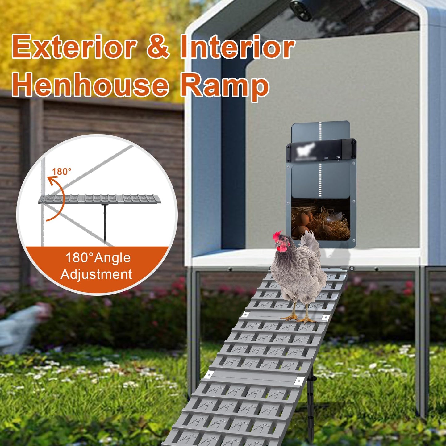 Chicken Coop Ramp for Coop: Chicken Ladder Ramp for Henhouse with Adjustable Angle and DIY Length - Chicken Roosting Steps for Leg Problem or Cannot Fly Chickens - Rot-Resistant & Waterproof