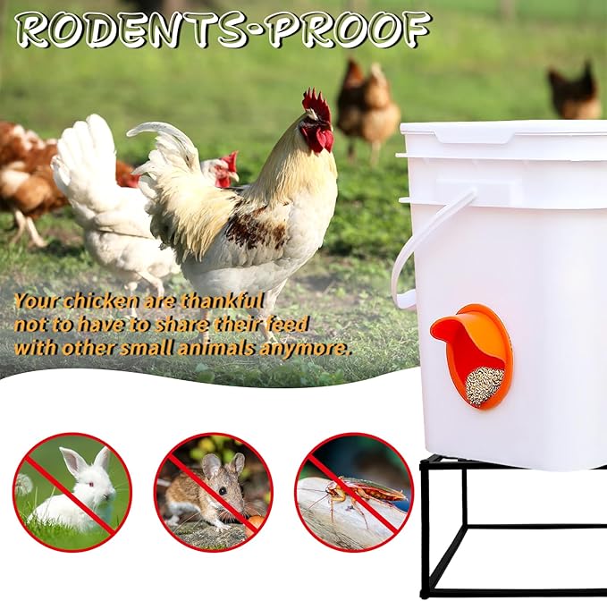 4Pcs Metal Stand for Chicken Feeder Waterer Heavy Duty Chicken Water Feeder Stand Holder with 4 Legs Iron Chicken Waterer Bucket Barrel Stand Rectangular Support Rack for Coop Poultry Indoor Outdoor
