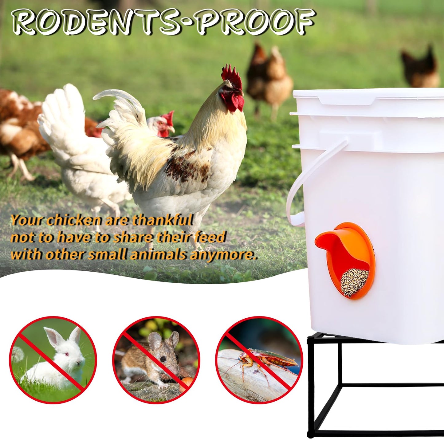 2Pcs Metal Stand for Chicken Feeder Waterer Heavy Duty Chicken Water Feeder Stand Holder with 4 Legs Iron Chicken Waterer Bucket Barrel Stand Rectangular Support Rack for Coop Poultry Indoor Outdoor