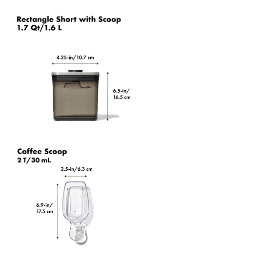 OXO Steel POP Coffee Container with Scoop- 1.7 Qt for Coffee, Tea and More,Grey