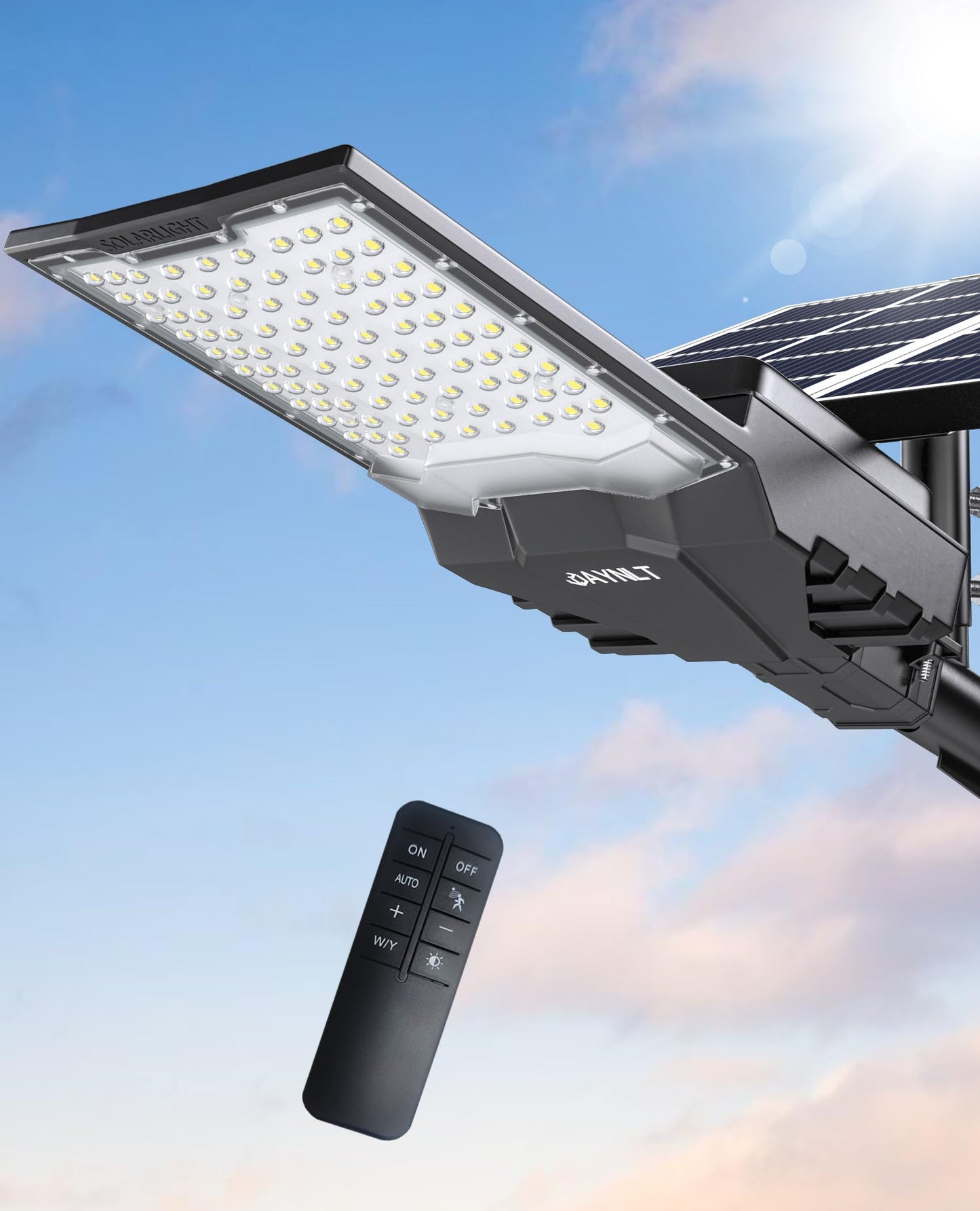 JAYNLT X-10000W Solar Street Lights Outdoor,6500K Ultra-Large Parking Lot Lights Commercial Dusk to Dawn,IP67 Industrial Grade Waterproof Solar Power Flood Security Lamps for Driveways,Yard