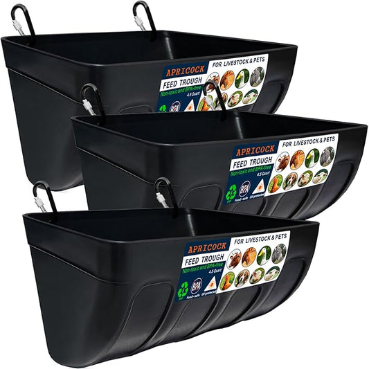 Chicken Feeder Waterer, Goat Feeder - 3 Pack, 5.5 Quart, for Goats Chickens Duck Sheeple Dogs Piglets Deers Gooses, Turkeys, Goat Supplies