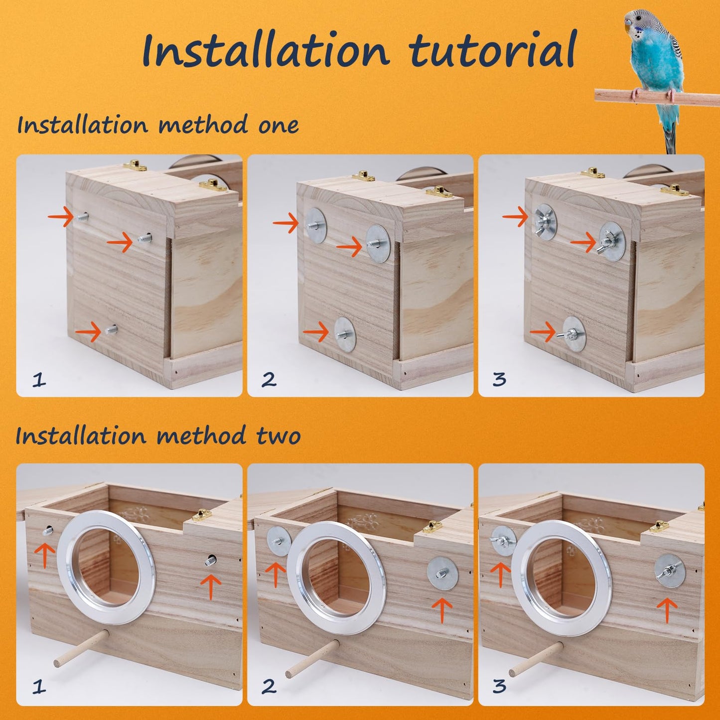 KHEARPSL Parakeet Nesting Box Transparent Bird Budgie Breeding Box Bird Nest Cage House for Lovebirds Cockatiels Parrots Budgie Finch Canary (Medium)