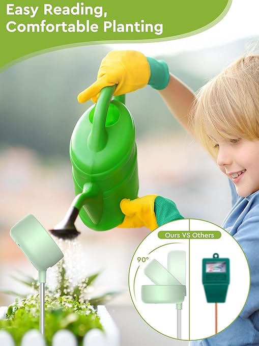 [Upgraded] Soil Moisture Meter, Moisture Meter for Plants, Soil Tester, Great for Garden, Lawn, Farm, Indoor & Outdoor Use, No Battery Required