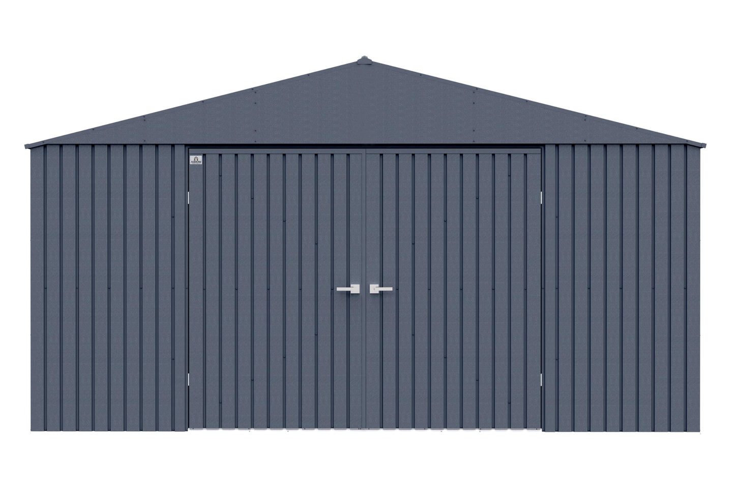 Arrow Shed Elite 14' x 12' Tall Outdoor Steel Storage Shed with High Gable and Lockable Doors Storage Building, Cool Grey