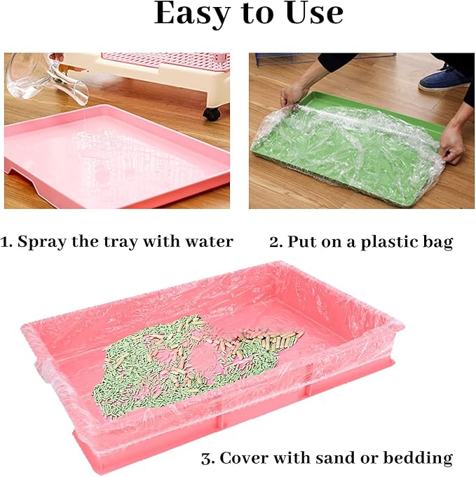 BNOSDM 50 PCS Disposable Rabbit Cage Liner Plastic Guinea Pig Cage Bedding Hamster Litter Pan Bags Universal Toilet Film for Bunny Chinchilla Ferret Hedgehog Small Animals (47")