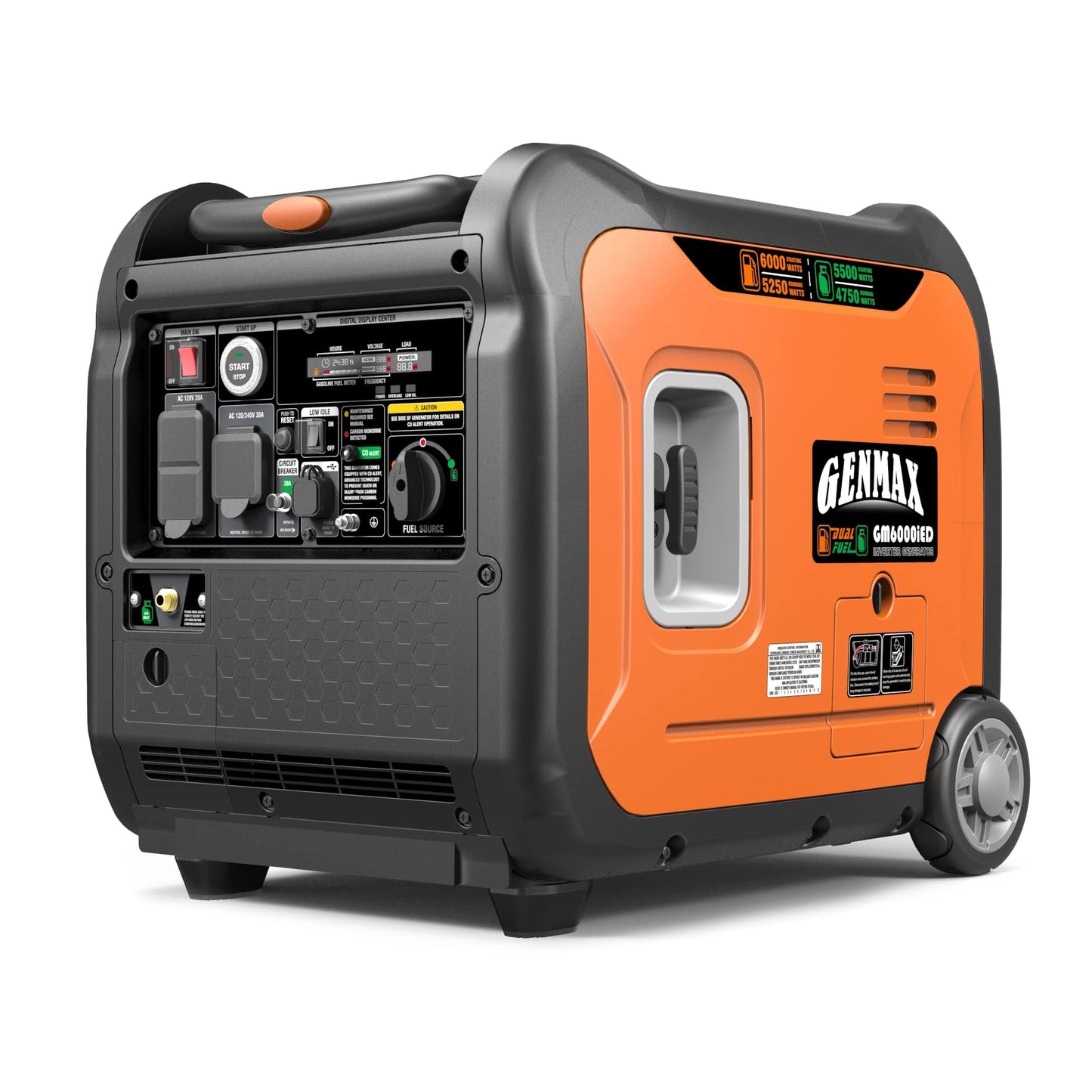 GENMAX Portable Inverter Generator,6000W Super Quiet Dual Fuel Portable Engine with Remote/Electric Start,Lightweight for Backup Home Use&Camping Travel Outdoor,EPA Compliant(GM6000iED.)