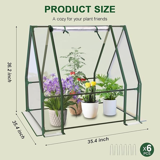 Mini Greenhouse, 35×35×36" Portable Greenhouse for Indoor Outdoor, Small Green House for Plants, Seedling, Germination
