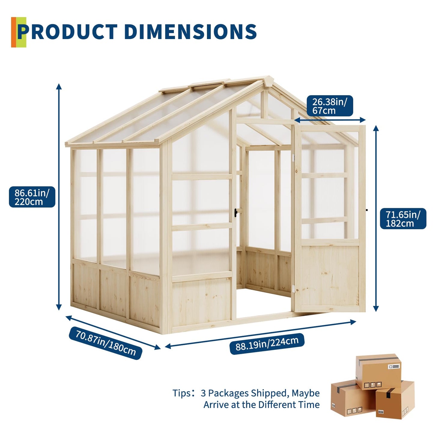 Wooden Greenhouse, 6x8FT Greenhouses with Lockable Door, Wood Frame & Adjustable Vent, Greenhouse with for Outdoor, Garden, Yard, Light Brown