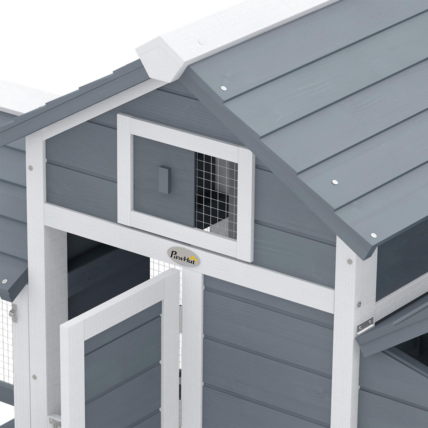 PawHut 59" Small Wooden Chicken Coop Hen House Poultry Cage for Outdoor Backyard with 2 Doors, Nesting Box and Removable Tray, White