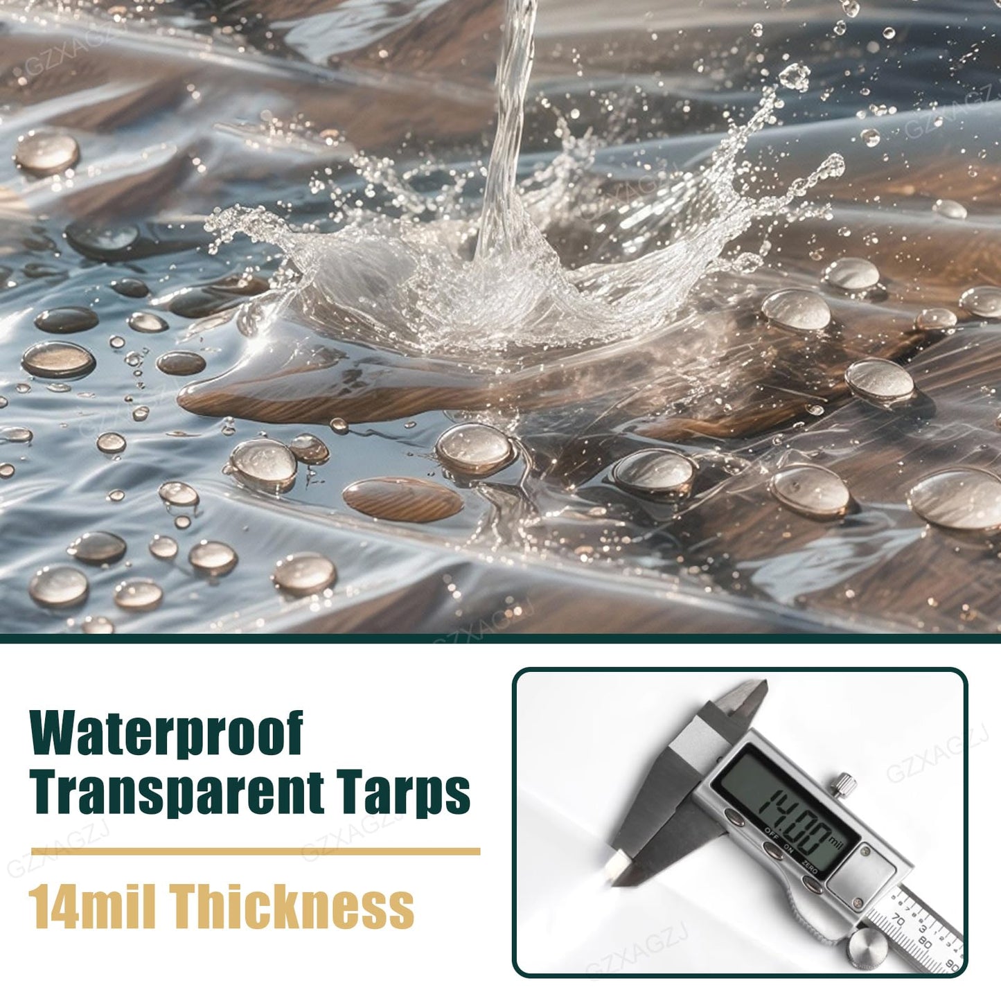 GZXAGZJ Clear Tarp with Grommets 12x12 ft Heavy Duty Clear Tarps 14 Mil Thickened Tear-Resistant Reinforced Edges for Porch Garden Patio Chicken Coop Plant Winterizing Camping