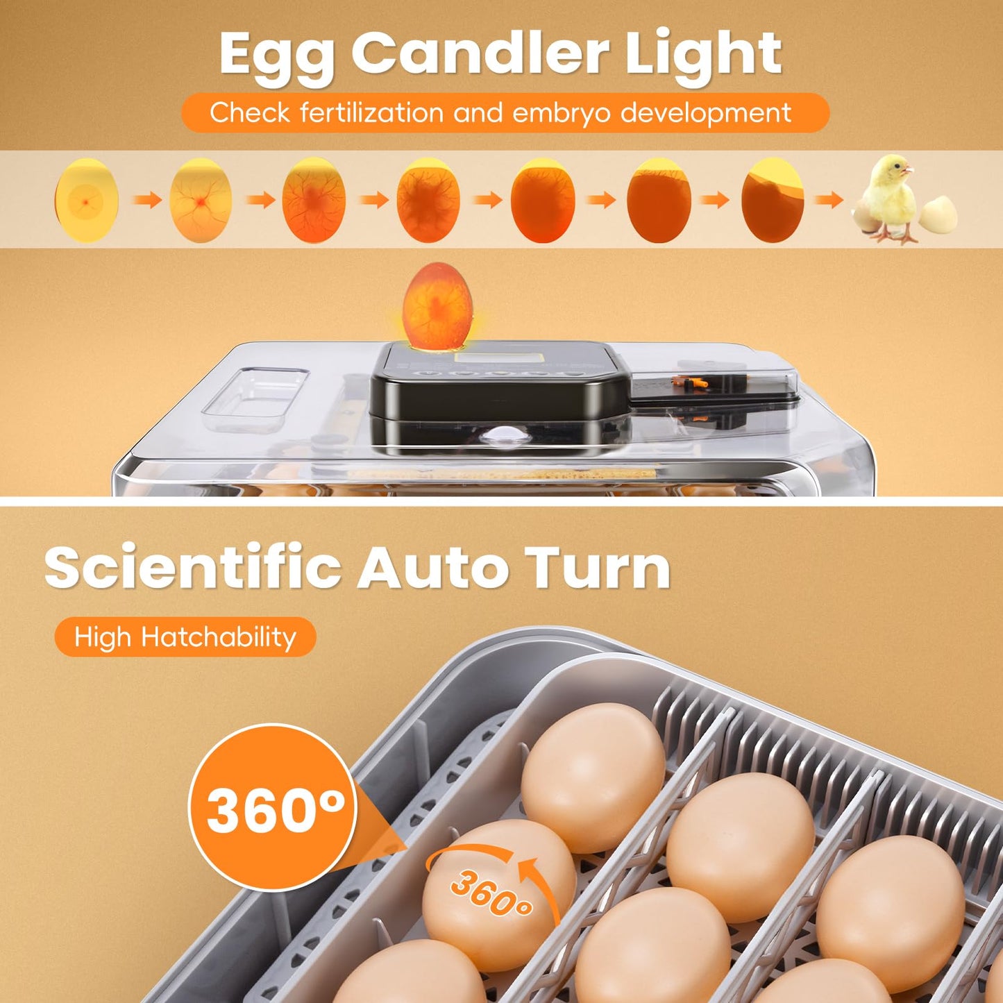 Cheeglu 48 Incubators for Hatching Eggs, Egg Incubator with Automatic Egg Turning and Humidity Control, Temp Control, Egg Candler, Auto Water Refilling, Incubator for Chicken Eggs, Duck and Quail Eggs