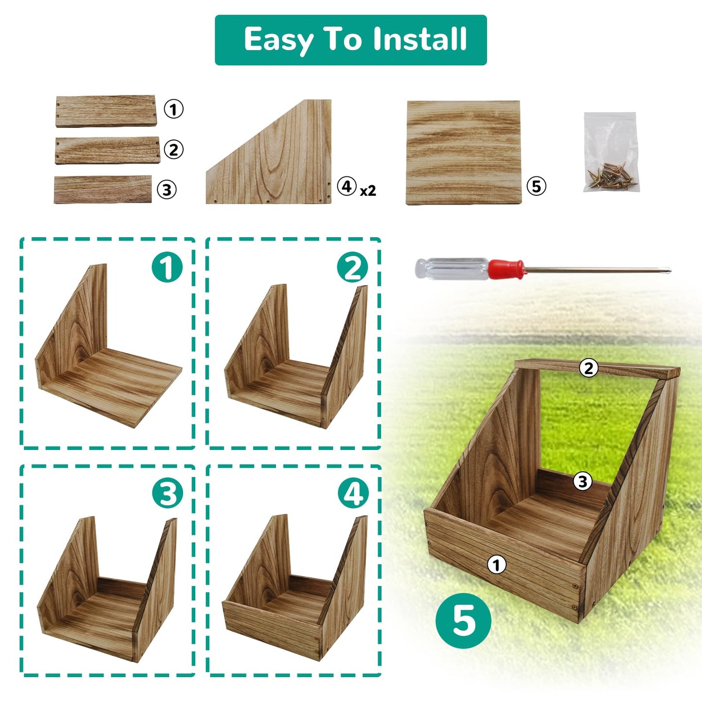 kathson Chicken Nesting Box,Wood Chickens Coop Nesting Boxes Single Compartment Hen Nesting Box Big Duty Laying Nest Boxes for Hens Ducks and Poultry(1 Pcs,No Perch)