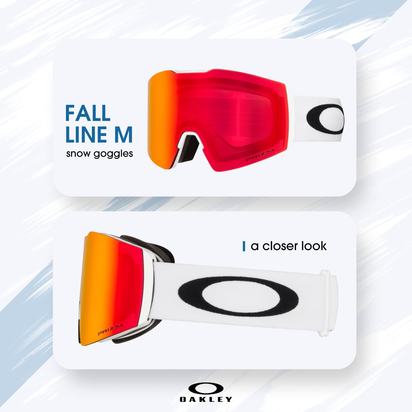 Oakley Fall Line M OO7103 Matte White/Prizm Snow Torch Iridium Ski Goggles For Men For Women + Bundle Accessory Leash Kit, Microfiber Pouch
