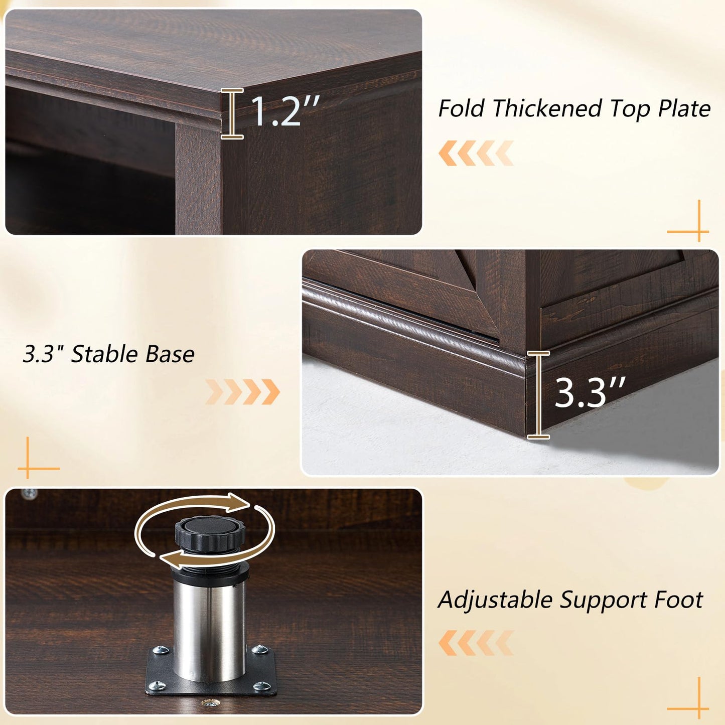 LUXOAK 66" Farmhouse TV Stand for 75 Inch TVs, 40" Tall Entertainment Center with Sliding Barn Doors, Rustic Media Console Table Storage Cabinet with Adjustable Shelves, Living Room, Sawdust Brown