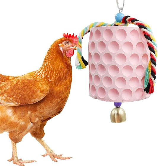 Chicken Coop Accessories, Chicken Beak Grinding Calcium Stone with Bell, Chicken Toys for Coop, Enrichment Toys for Hens, Ducks, Geese, Turkeys, Poultry