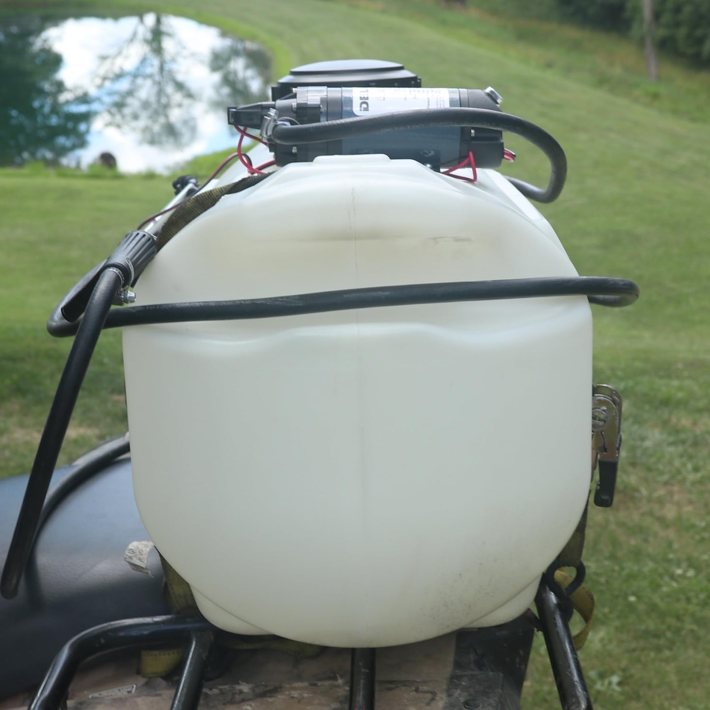 Precision Products High-Performance ATV Sprayer, 25-Gallon Pull Behind Sprayer with 1 GPM, 60 PSI, 6 Inch Tank Opening, 18 Inch Wand, Tow Behind, Translucent White, Made in USA