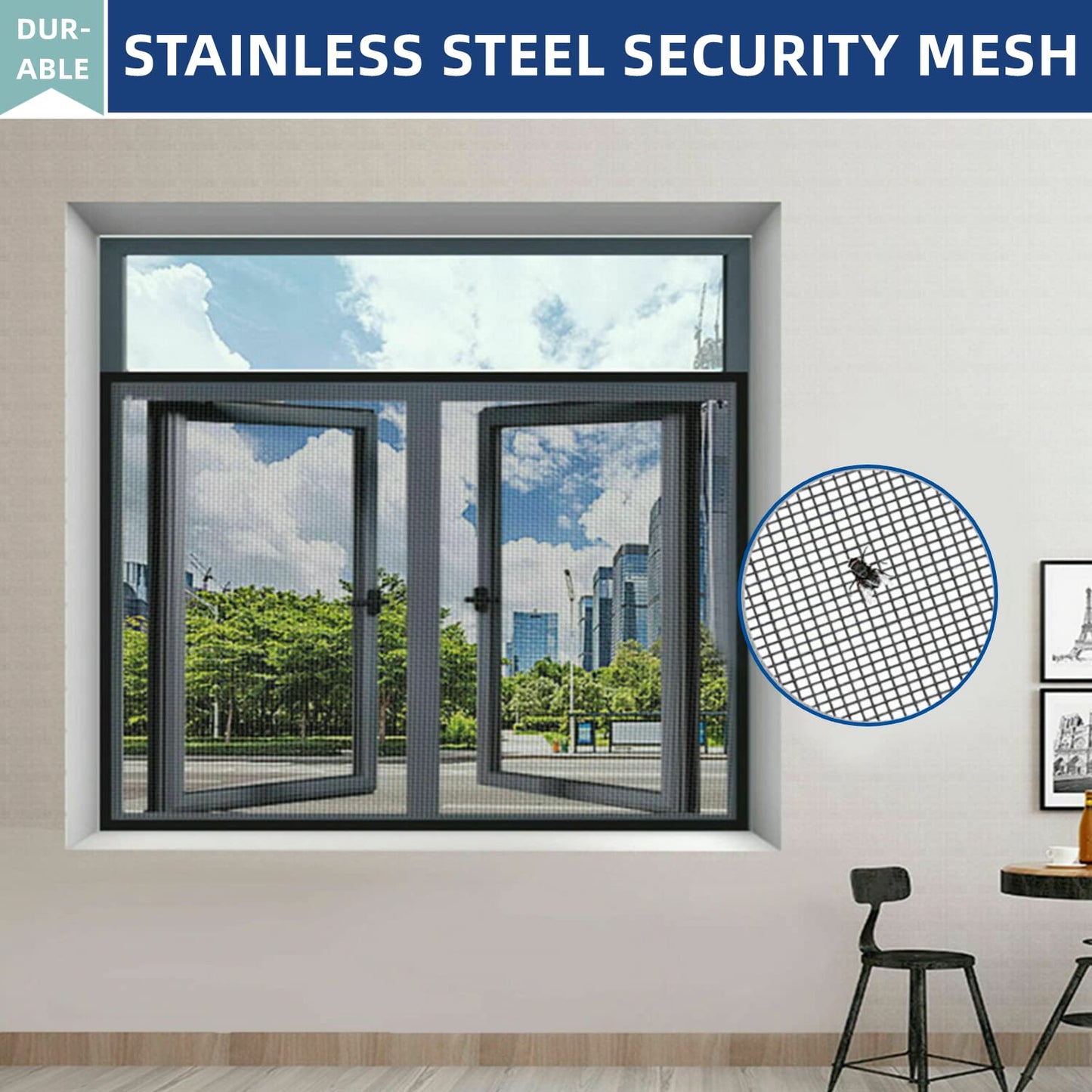 Nisorpa 304 Stainless Steel Woven Wire Mesh 40 Inch x 98 Feet Window Screen Security Mesh Roll Replacement for Balcony Porch Cabinets, Poultry Netting Cage Fence - 20 Mesh 0.15mm Wire Dia