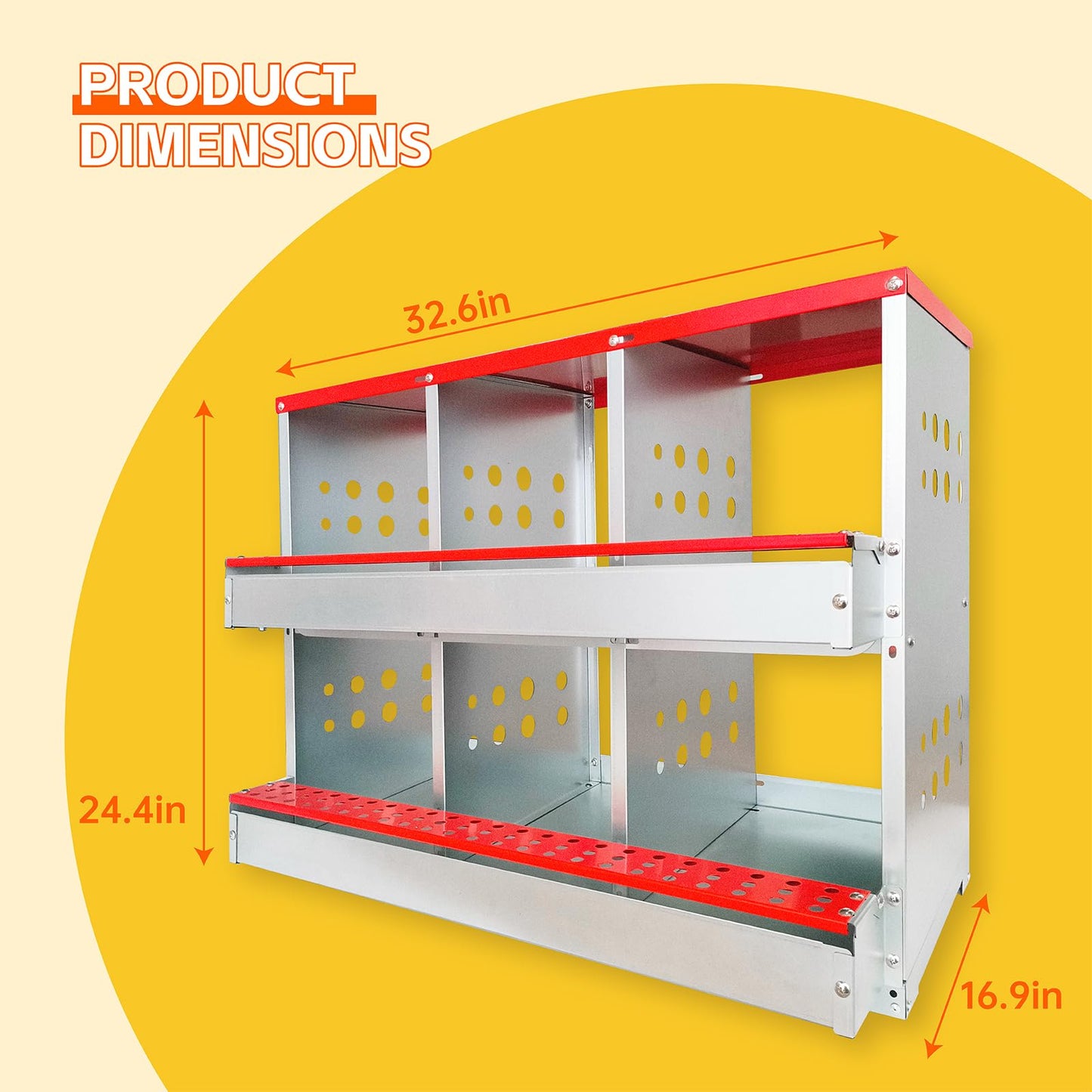 Chicken Nesting Boxes,6 Compartments Metal Chicken Laying Box with Roll Out Egg Collection with Large Vented Holes for Chickens, Hens, Ducks, Large Egg Laying Boxes (6 Compartments)