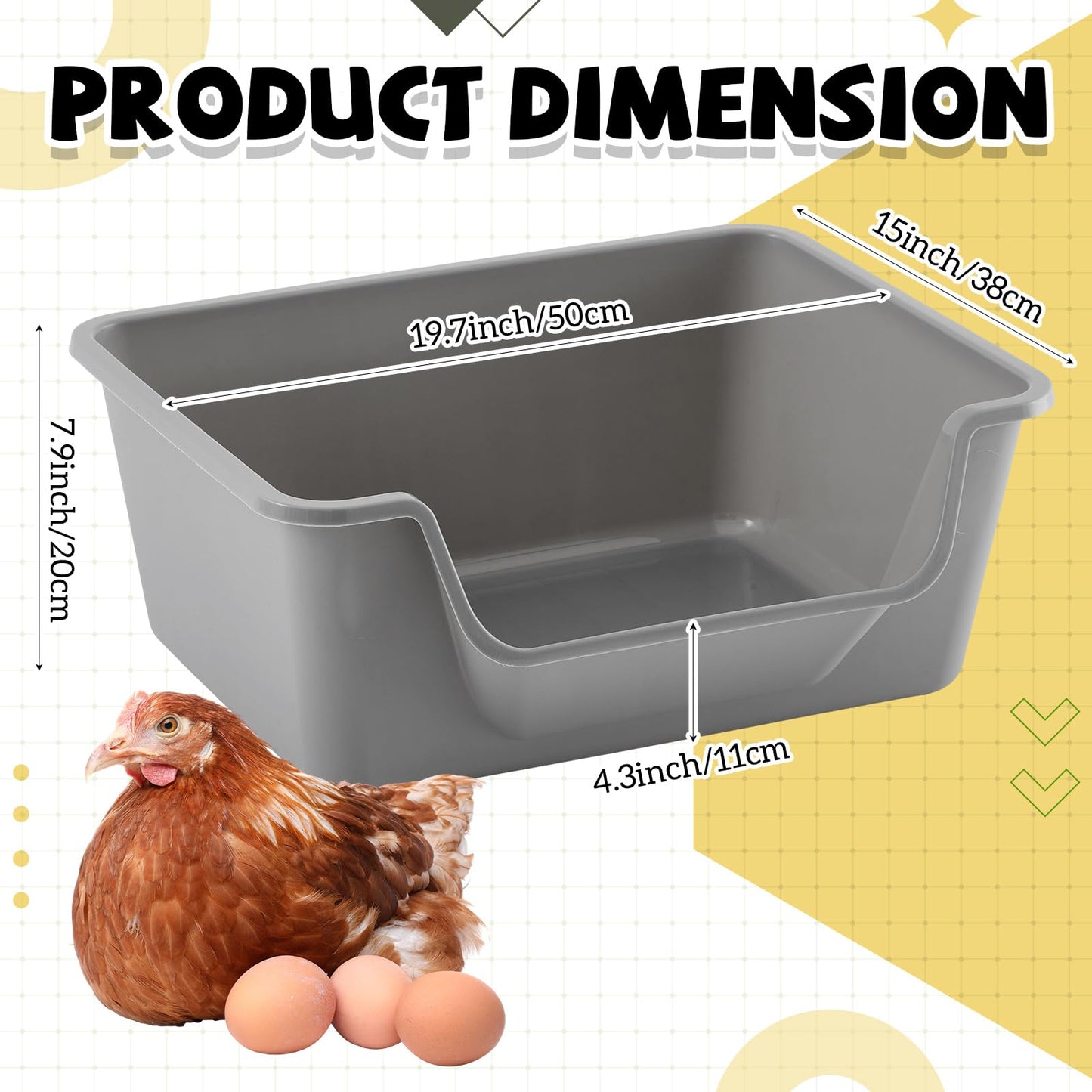 Reallnaive 6 Pack Washable Chicken Nesting Box, Floor Durable Chicken Coop Accessories Easy Clean Plastic Square for Hens Ducks and Poultry for Egg Collection Backyard