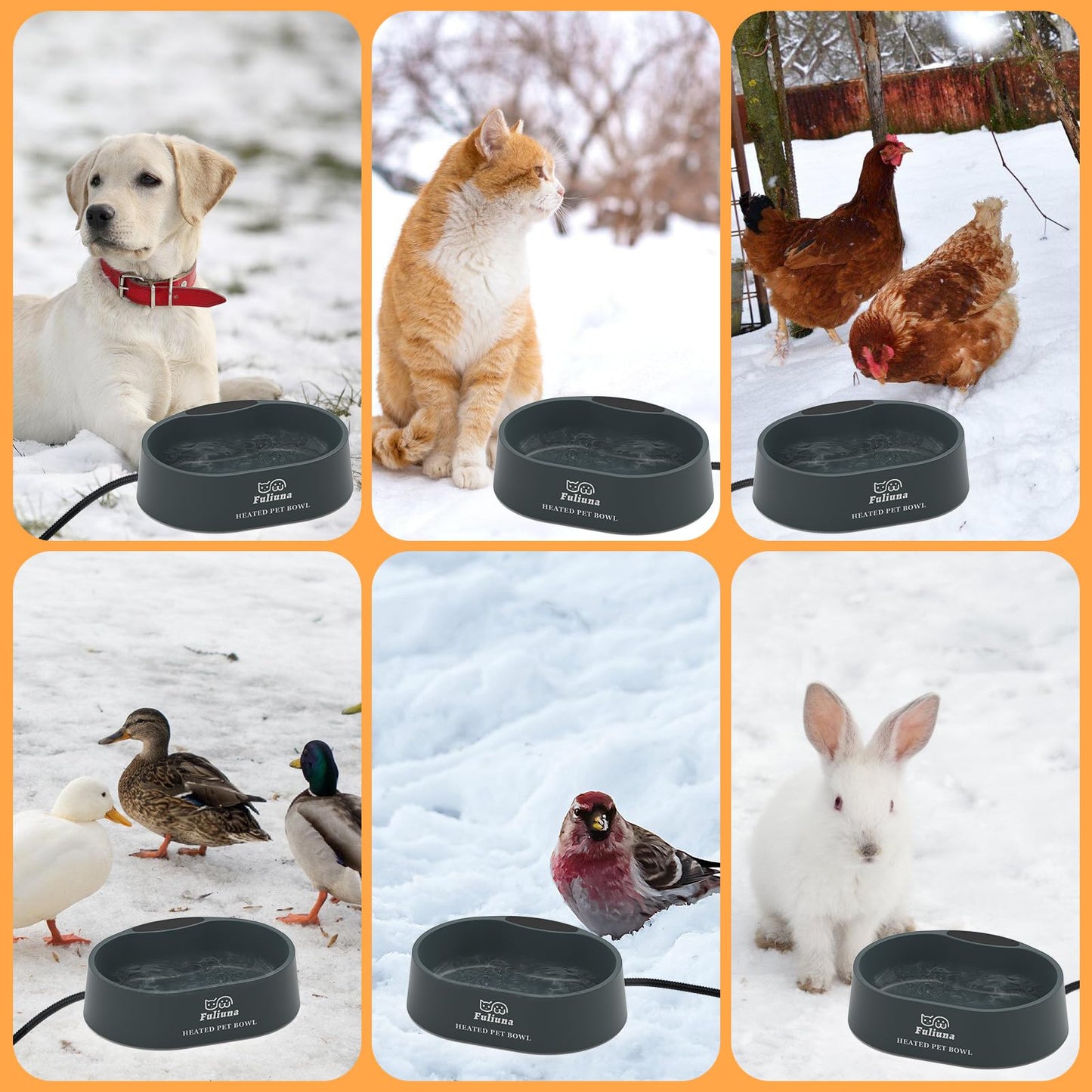 Alpcouts Heated Water Bowl for Dog & Cat, Outdoor Heated Pet Bowl with Anti Chew Cord, Large Heated Dog Bowl Provides Drinkable Water in Winter for Dogs Cats Chickens Birds,0.98 Gallon/125 OZ,35 Watts