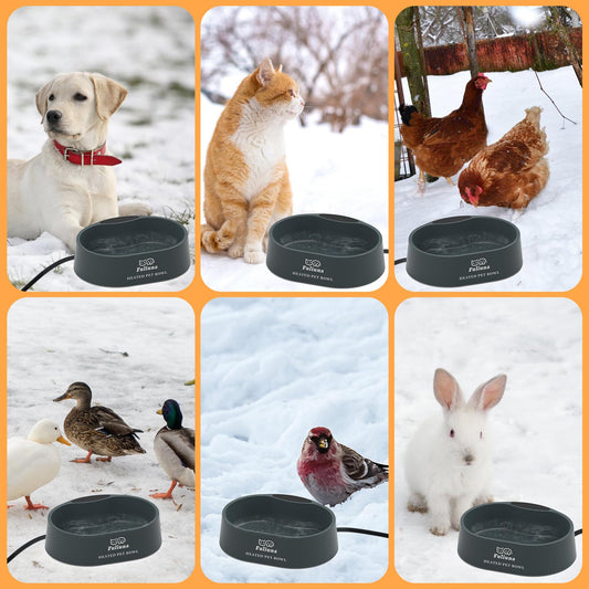 Alpcouts Heated Water Bowl for Dog & Cat, Outdoor Heated Pet Bowl with Anti Chew Cord, Large Heated Dog Bowl Provides Drinkable Water in Winter for Dogs Cats Chickens Birds,0.98 Gallon/125 OZ,35 Watts