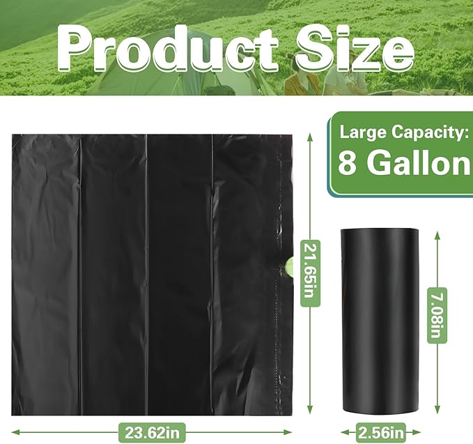100 Portable Toilet Bags, Camping Toilet Bags, Biodegradable Toilet Bags with Drawstring & Lemon Scent, Compostable Bags for 5-8 Gallon Bucket Toilet Seat for Outdoor Camping Car Travel