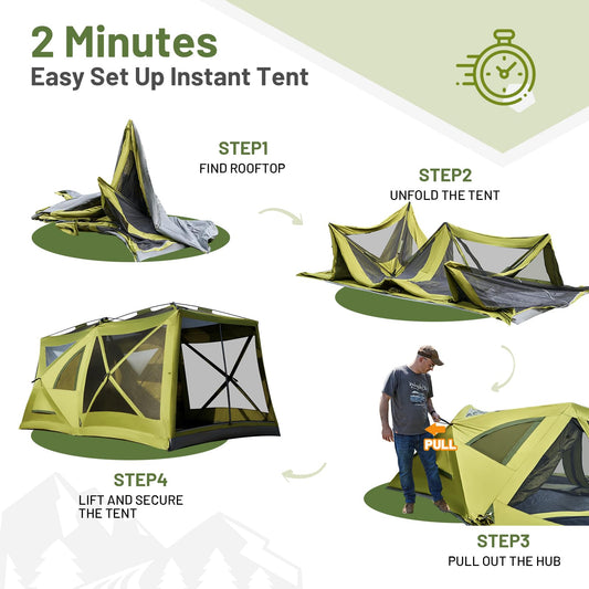 Timber Ridge 8 Person Instant Pop Up Cabin Tent, Easy 90 Second Setup, Weather Resistant Camping Family Hub Tent with Rain Fly and Carry Bag for Outdoor Camping