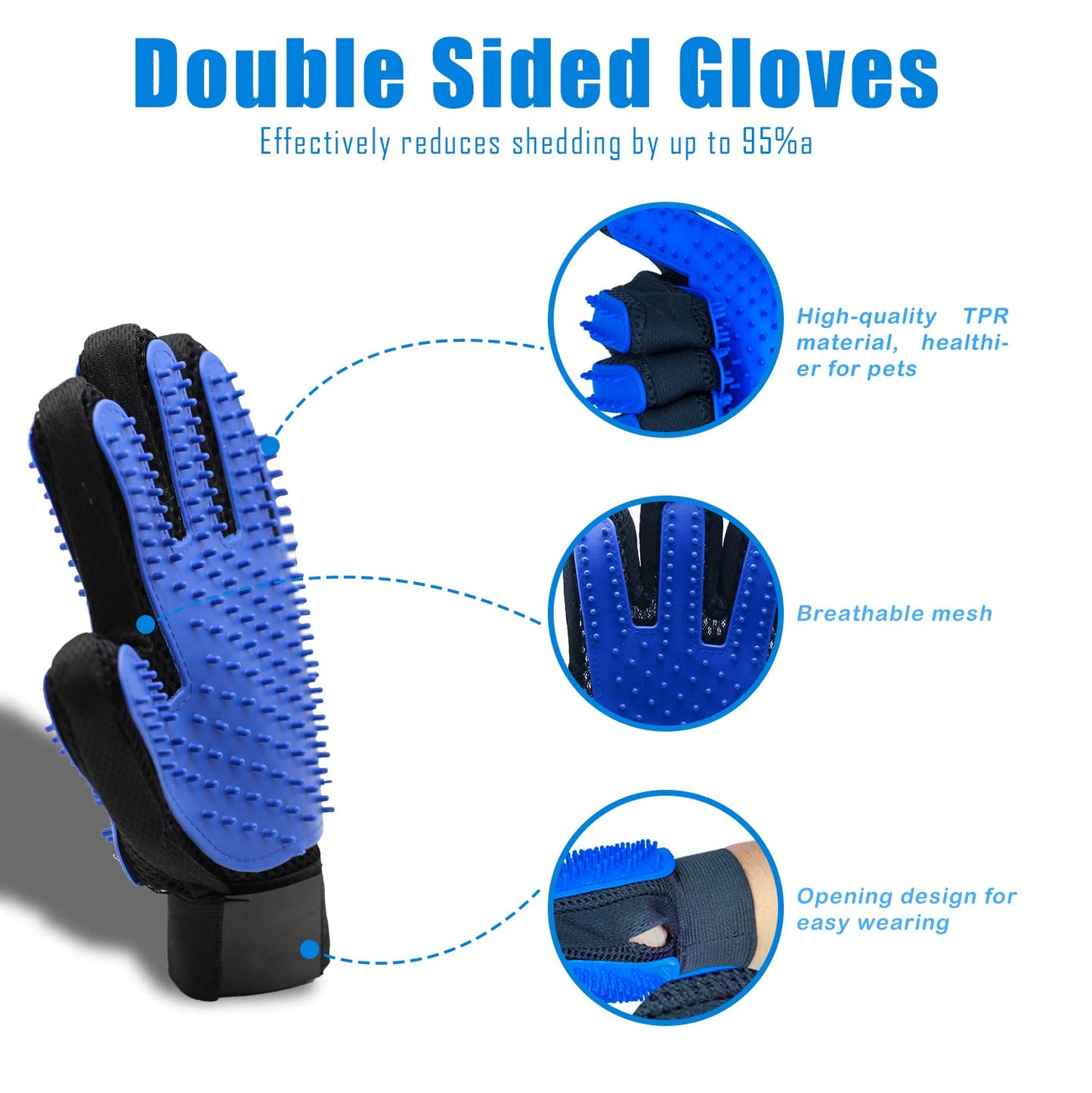 Crafterlife Dog Grooming Kit with Self Cleaning Slicker Brush, Pet Hair Remover Massage Gloves, Shedding Dematting Steel Comb for Long & Short Haired Cats Dogs, 4 Count