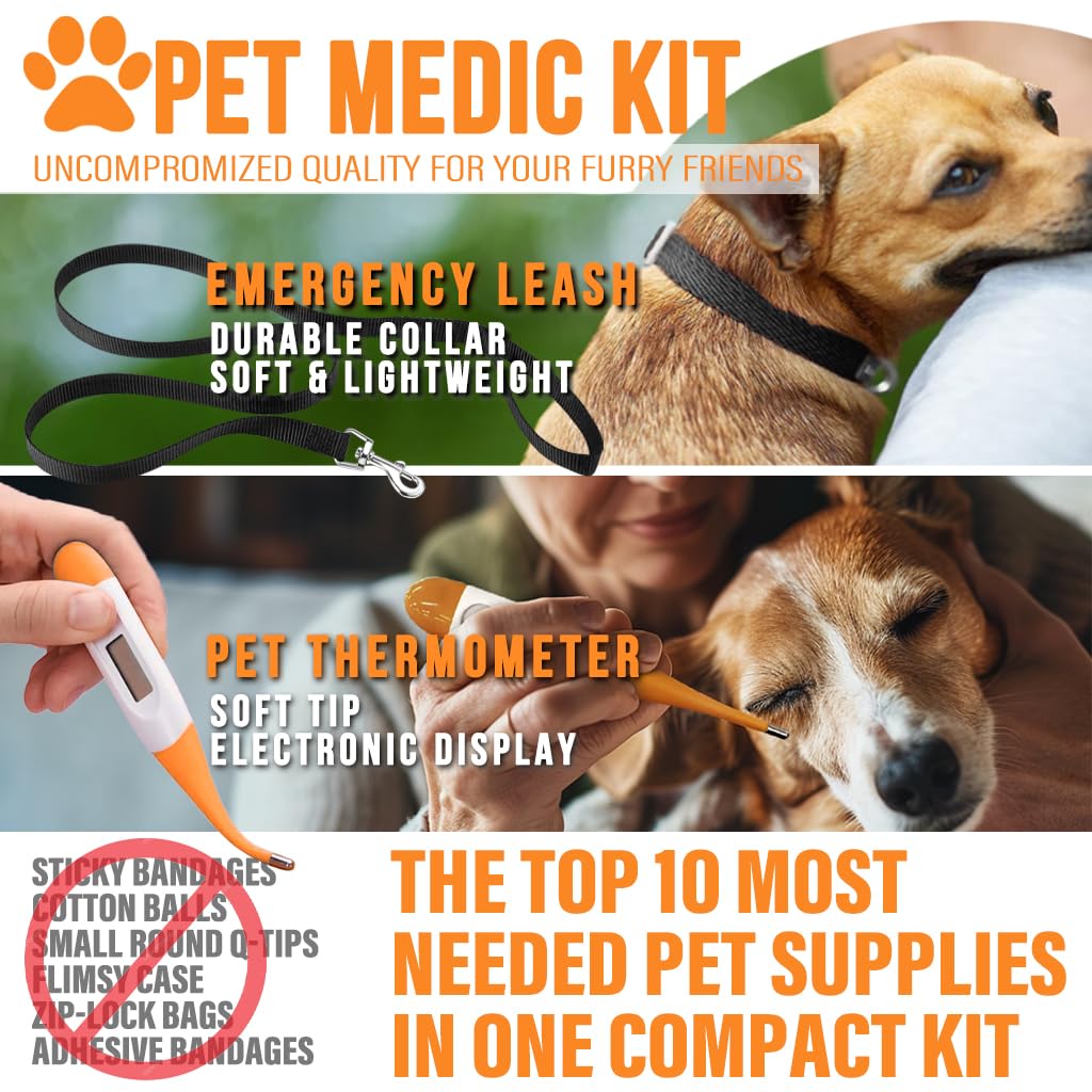 EVERLIT Pet Medic First Aid Kit | 95 Pcs Vet-Approved Medical, Outdoor & Emergency Supplies for Dogs, Cats, Animal Care | Travel-Friendly Compact Bag for Home, Car and Travel (Raven Black)