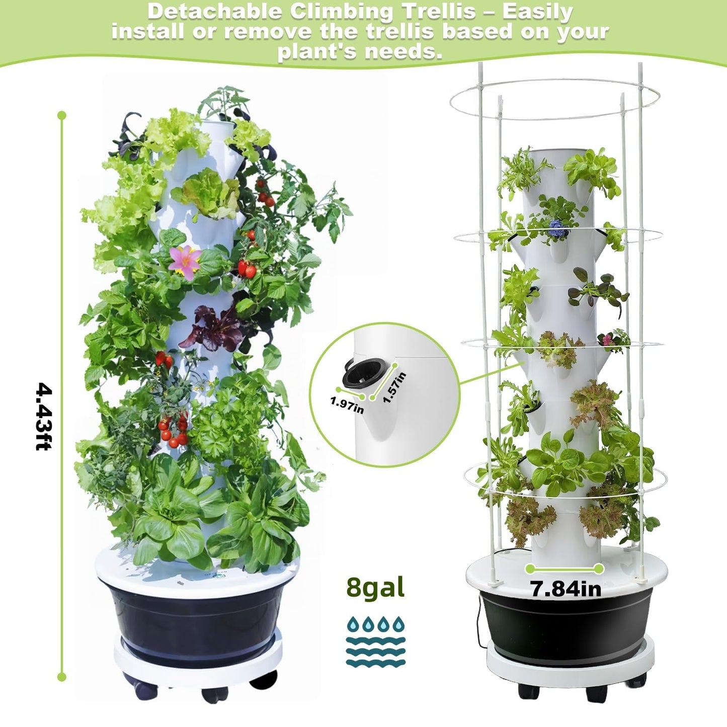 Hydroponic Growing System Kit,Indoor&Outdoor Vertical Hydroponic Growing Garden for Leafy Greens & Herbs, 28 Plant Sites with Climbing Trellis, Energy-Efficient Kit