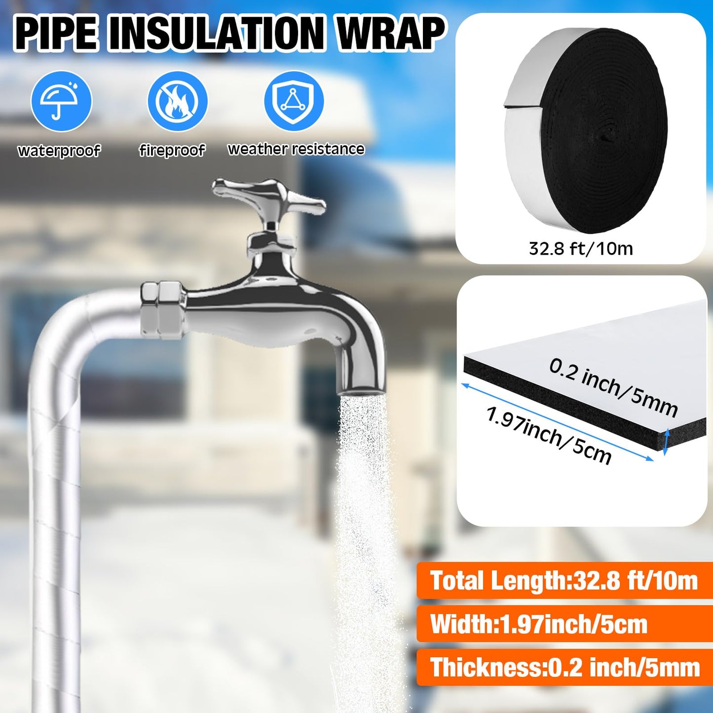Relaxweex 3 Pcs Waterer Heater 500W Submergible De icer and Pipe Insulation Tape Wrap Outdoor Extension Cord Cover for Winter Cow Sheep Horse Chicken Bird Livestock Poultry Tank Heater Drinking