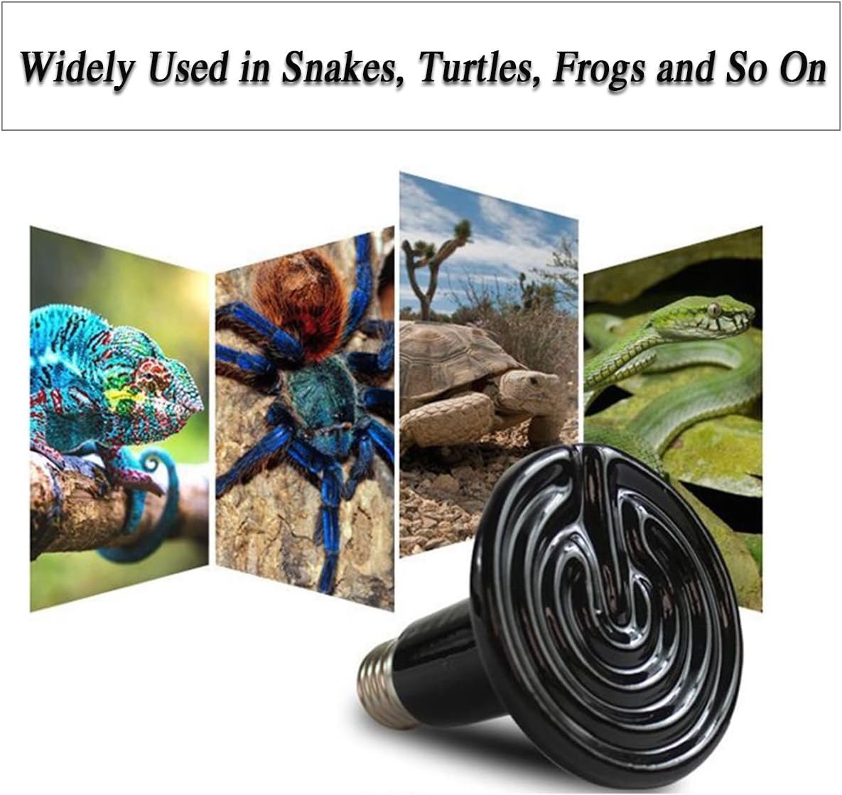 CTKcom 2-Pack 150W 110V Reptile Heat Lamp Ceramic Infrared Heat Emitter Bulb Pet Lamp,No Harm No Light Infrared Heat Emitter Brooder Lamp for Pet Coop Heater Reptile Chicken Turtle Heat Lighting,Black