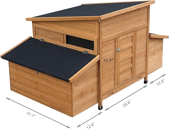 55.2" Wooden Chicken Coop for 4-6 Chickens,Hen House Poultry Pet Hutch Cage with 6 Large Nest Boxes,Ramps ans a Removable Tray,Waterproof Asphalt Roof,Moisture Protection,Natural