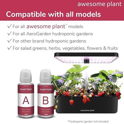 600ml Hydroponic Plant Food (6 Pack), Hydroponic Nutrients Fertilizer Supplies for Hydroponics Growing System, Compatible with AeroGarden and All Gardens, for Herbs Vegetables Flowers