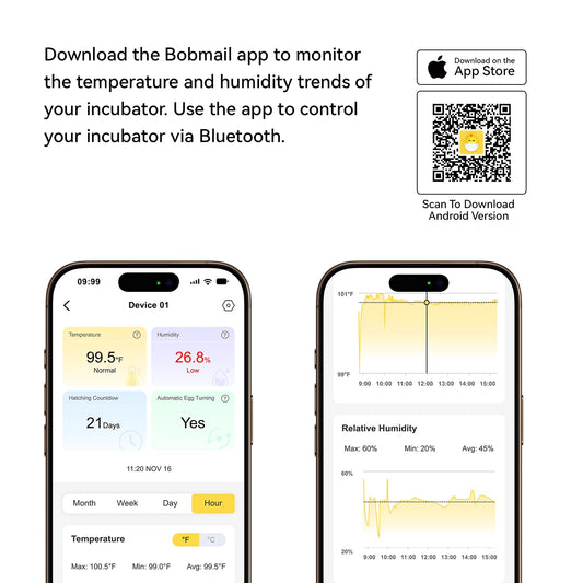 21 Egg Incubator, App Record Temperature and Humidity Data During Incubation, Incubator with Automatic Egg Turning and Humidity Control, Hold 21 Chicken Eggs (Blue)